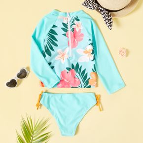 2-piece Toddler Girl Floral Long-sleeve and Briefs Swimsuit